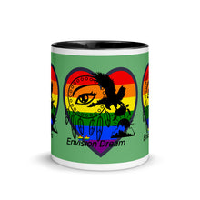 Load image into Gallery viewer, Envision Dream Sip & Think Rainbow Green Mug with Color Trim