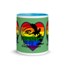 Load image into Gallery viewer, Envision Dream Sip & Think Rainbow Green Mug with Color Trim