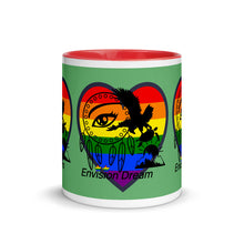 Load image into Gallery viewer, Envision Dream Sip & Think Rainbow Green Mug with Color Trim