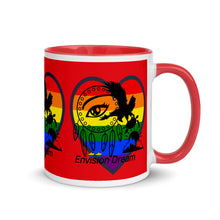 Load image into Gallery viewer, Envision Dream Sip & Think Rainbow Red Mug with Color Trim