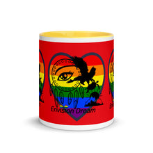 Load image into Gallery viewer, Envision Dream Sip & Think Rainbow Red Mug with Color Trim