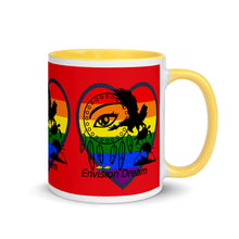 Load image into Gallery viewer, Envision Dream Sip & Think Rainbow Red Mug with Color Trim