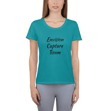 Load image into Gallery viewer, Envision, Capture, Roam Turquoise Athletic Woman's Shirt