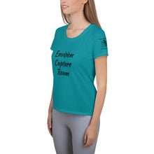 Load image into Gallery viewer, Envision, Capture, Roam Turquoise Athletic Woman's Shirt