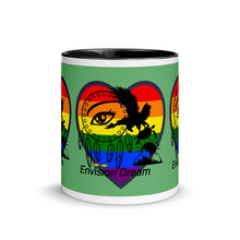 Load image into Gallery viewer, Envision Dream Sip &amp; Think Rainbow Green Mug with Color Trim
