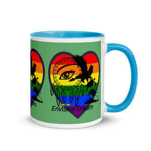 Envision Dream Sip & Think Rainbow Green Mug with Color Trim