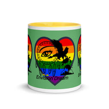 Load image into Gallery viewer, Envision Dream Sip &amp; Think Rainbow Green Mug with Color Trim
