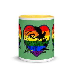 Envision Dream Sip & Think Rainbow Green Mug with Color Trim