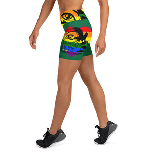 Rainbow Vision Green Yoga Shorts