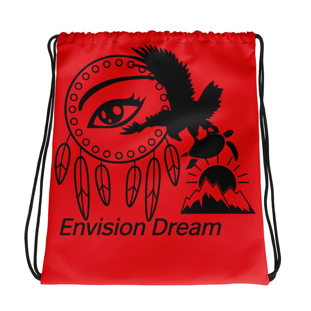 Envision Dream Red Drawstring Bag