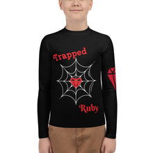 Load image into Gallery viewer, Trapped Ruby Youth Rash Guard
