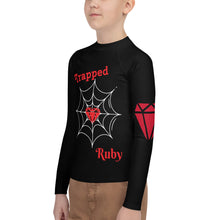 Load image into Gallery viewer, Trapped Ruby Youth Rash Guard
