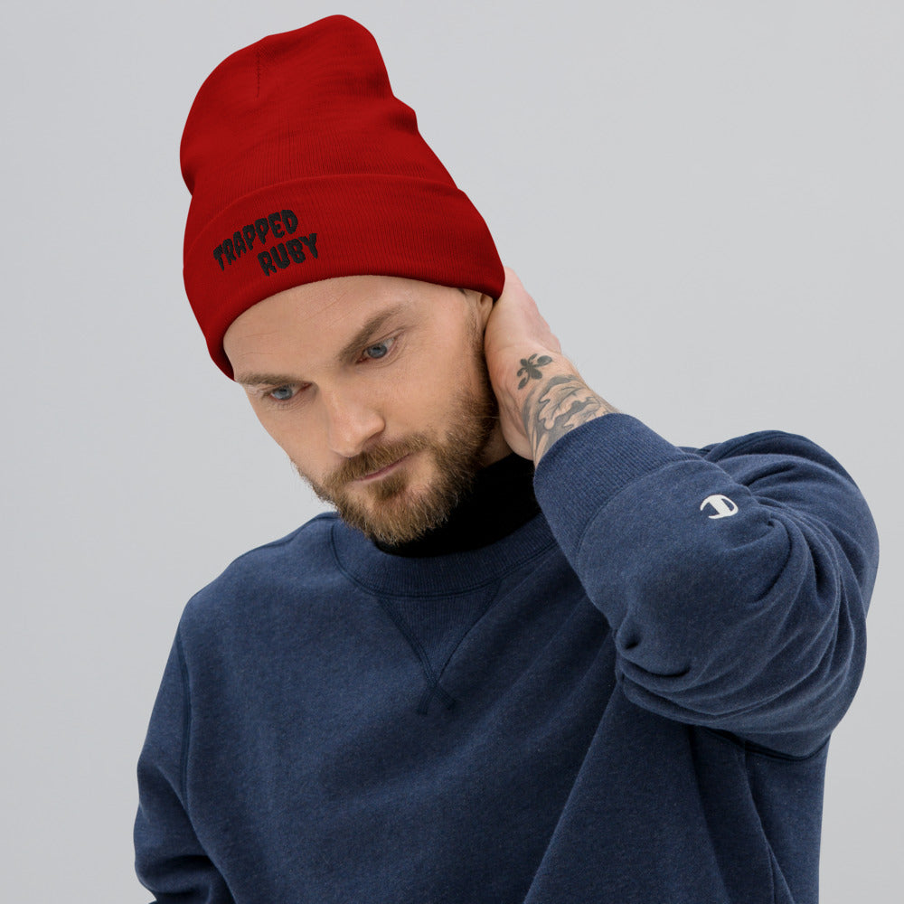 Trapped Ruby Embroidered Beanie