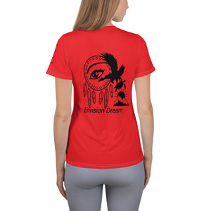Envision, Capture, Roam Red Athletic Woman's Shirt