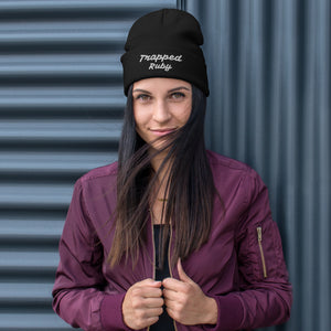 Trapped Ruby Black Embroidered Beanie