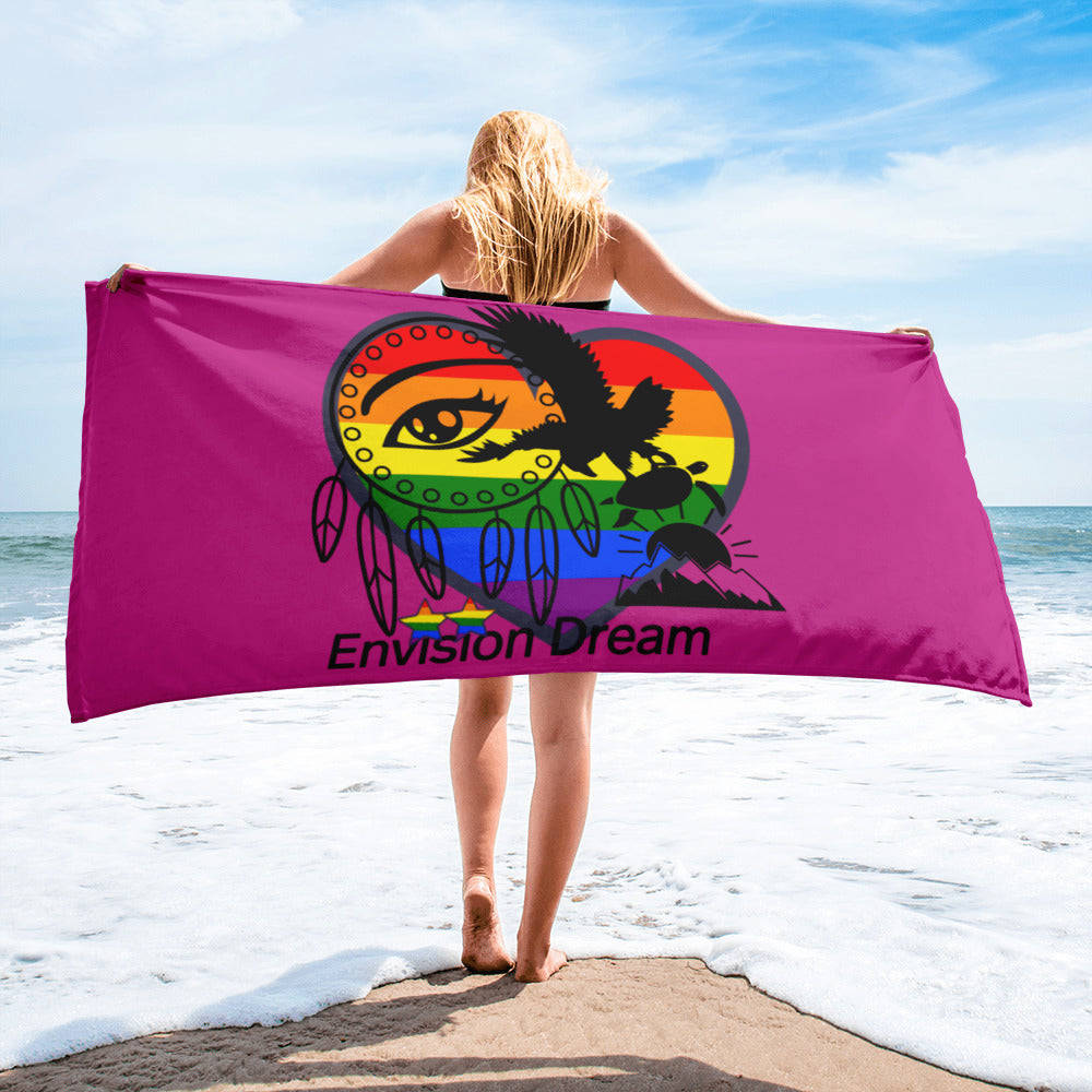 Envision Dream Rainbow Beach Towel Pink